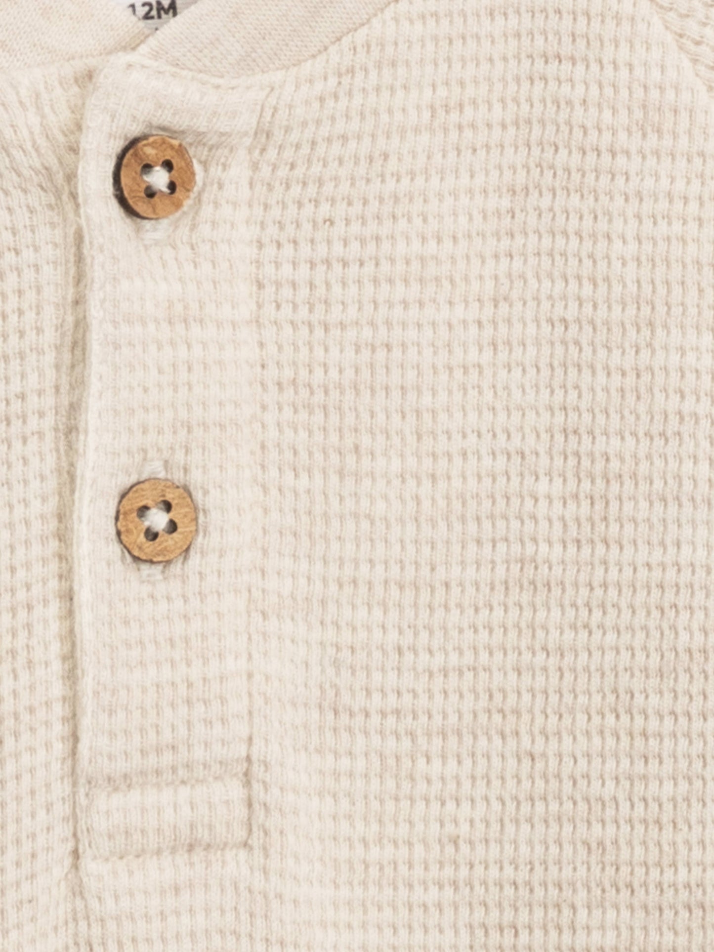 Crosby Waffle Henley Romper - Heather Oat