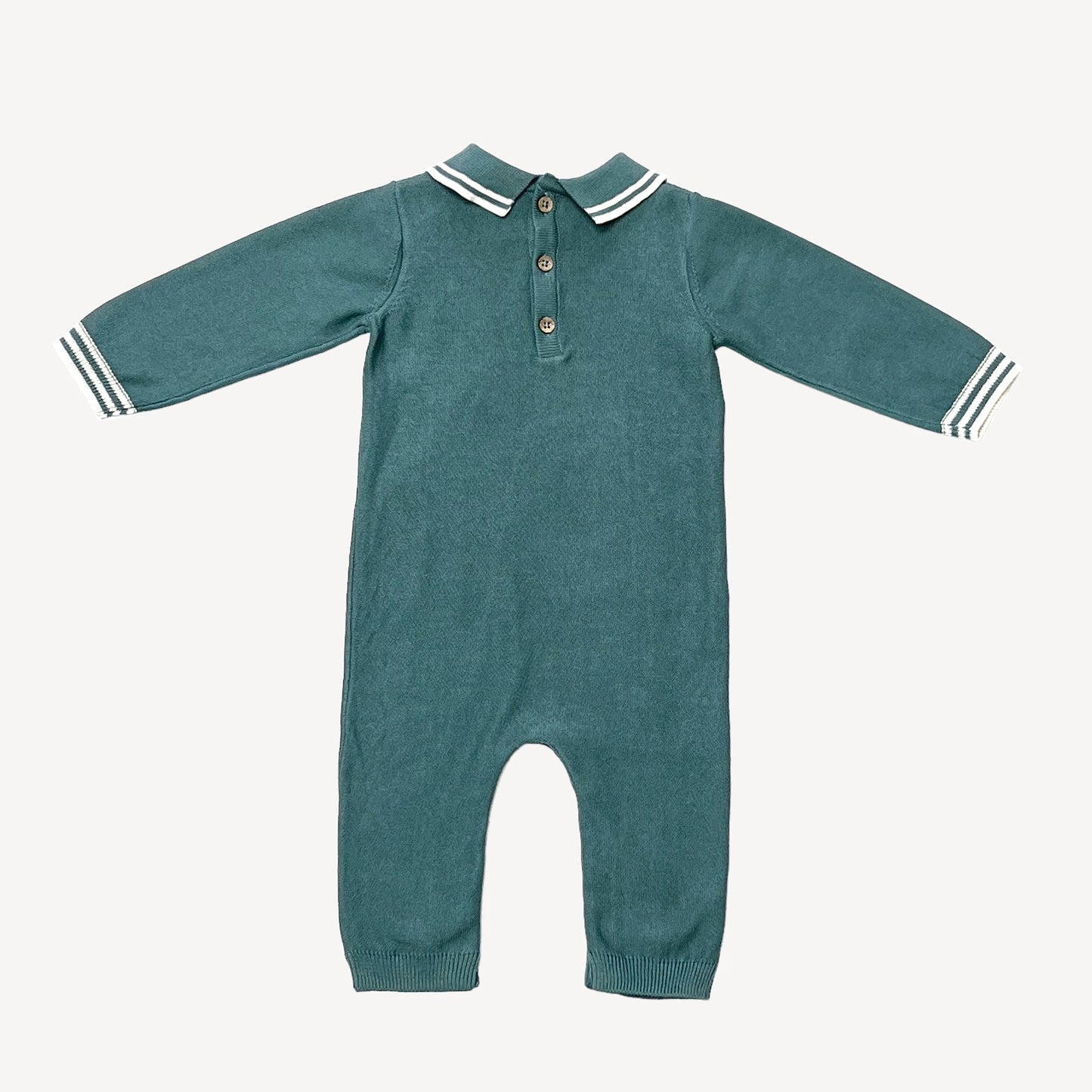 Milan Knit Collar Jumpsuit - Teal Blue