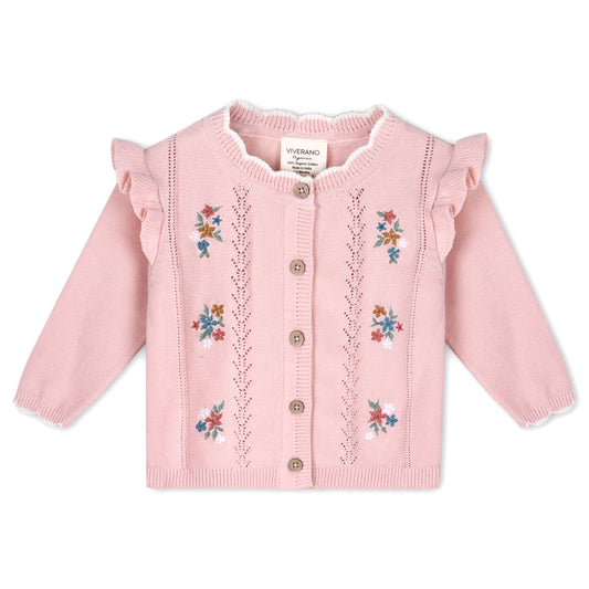 Bouquet Baby Cardigan: Blush Pink
