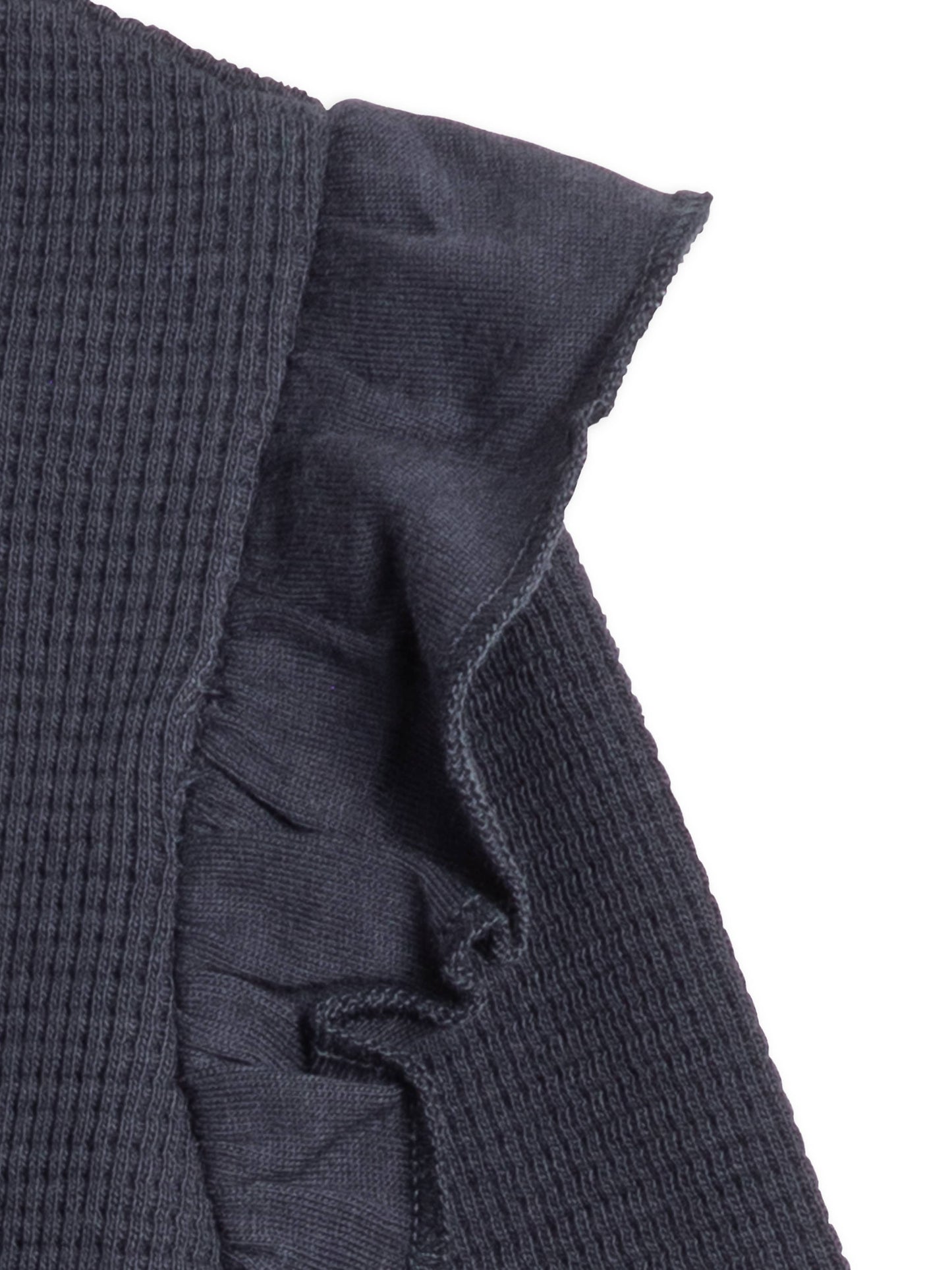 Mila Flutter Sleeve Waffle Romper - Navy