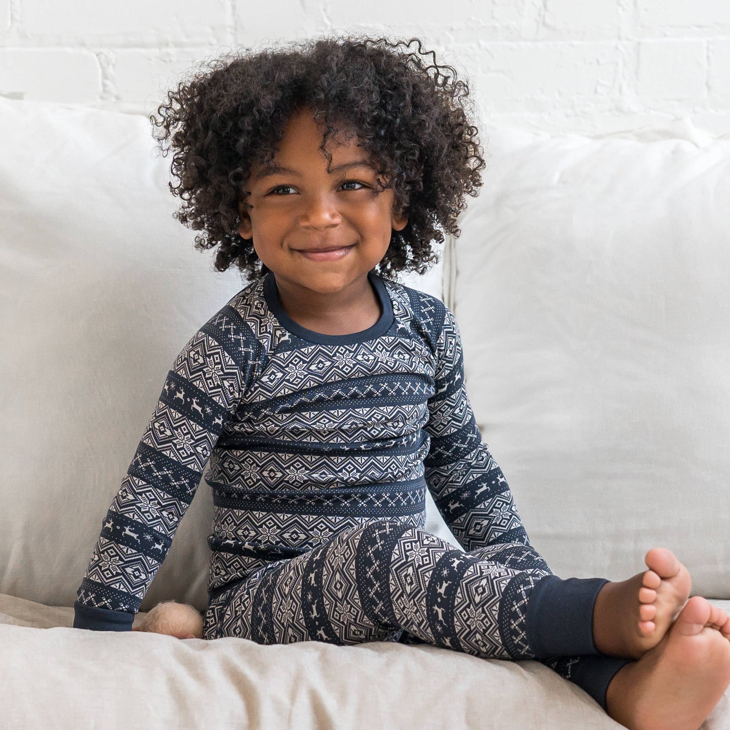 Long Sleeve Holiday Jammies - Fairisle / Navy