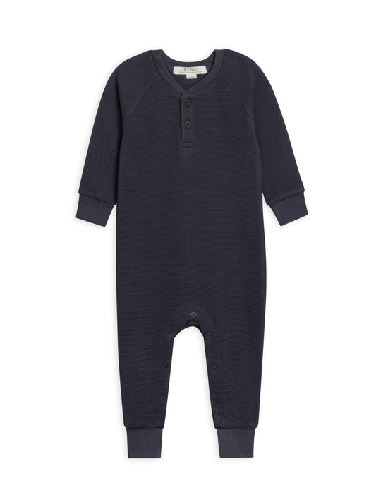 Crosby Waffle Henley Romper - Navy