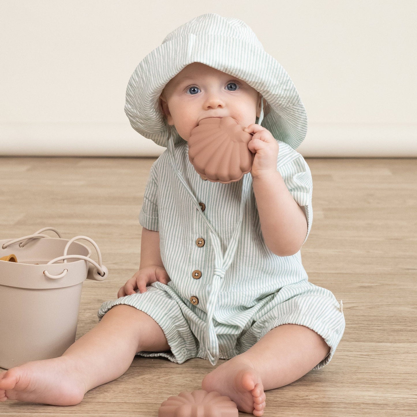 Bubble Romper - Green Stripes