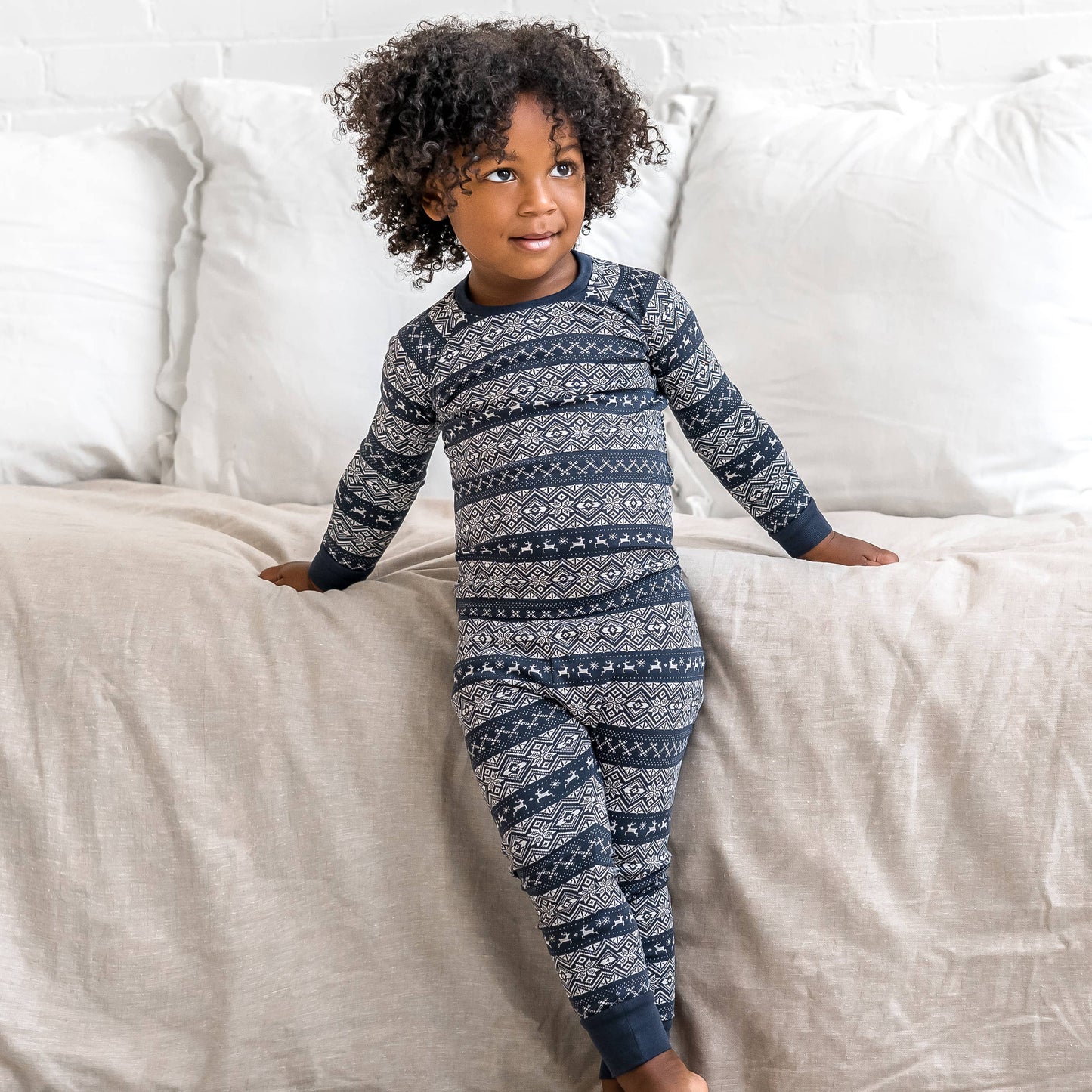 Long Sleeve Holiday Jammies - Fairisle / Navy
