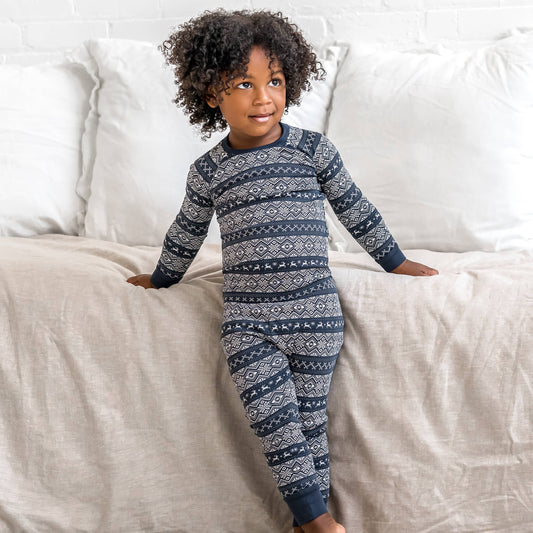 Long Sleeve Holiday Jammies - Fairisle / Navy