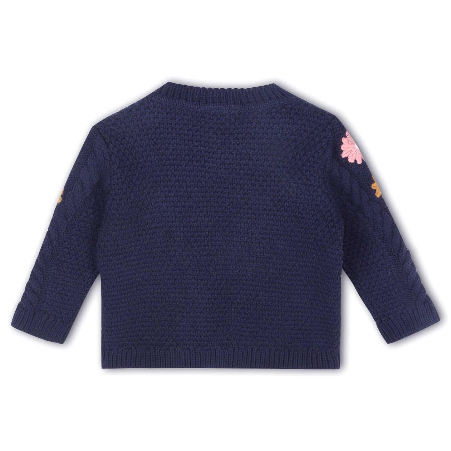 Floral Chunky Baby Sweater: Navy Blue