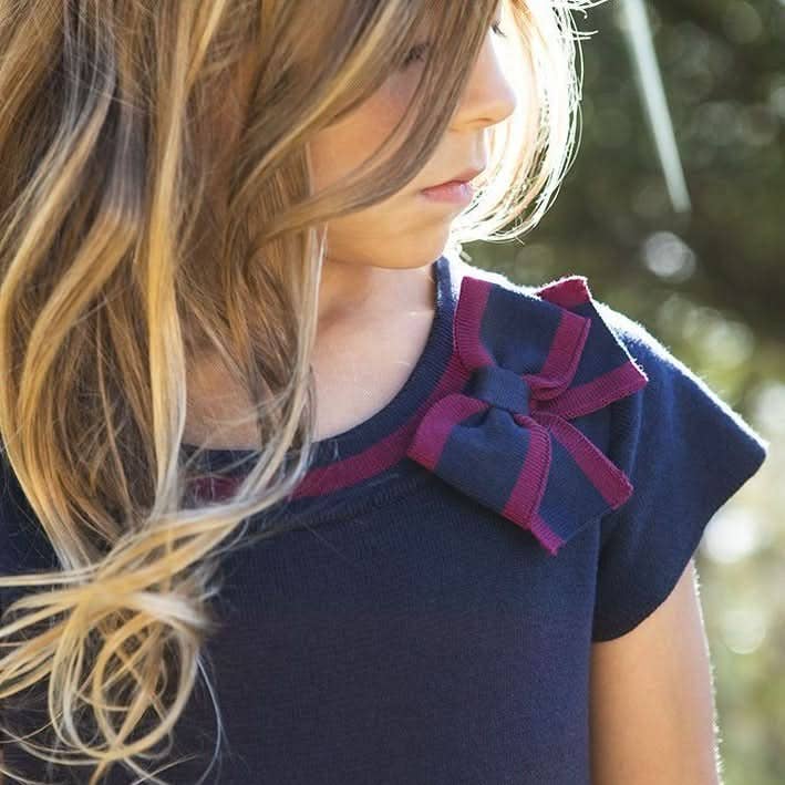 Milano Dress - Navy with Berry