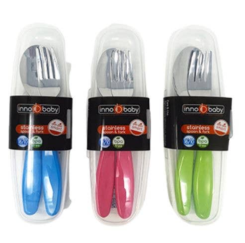 EZ Grip Toddler Kids Spoon and Fork Set w/ Case