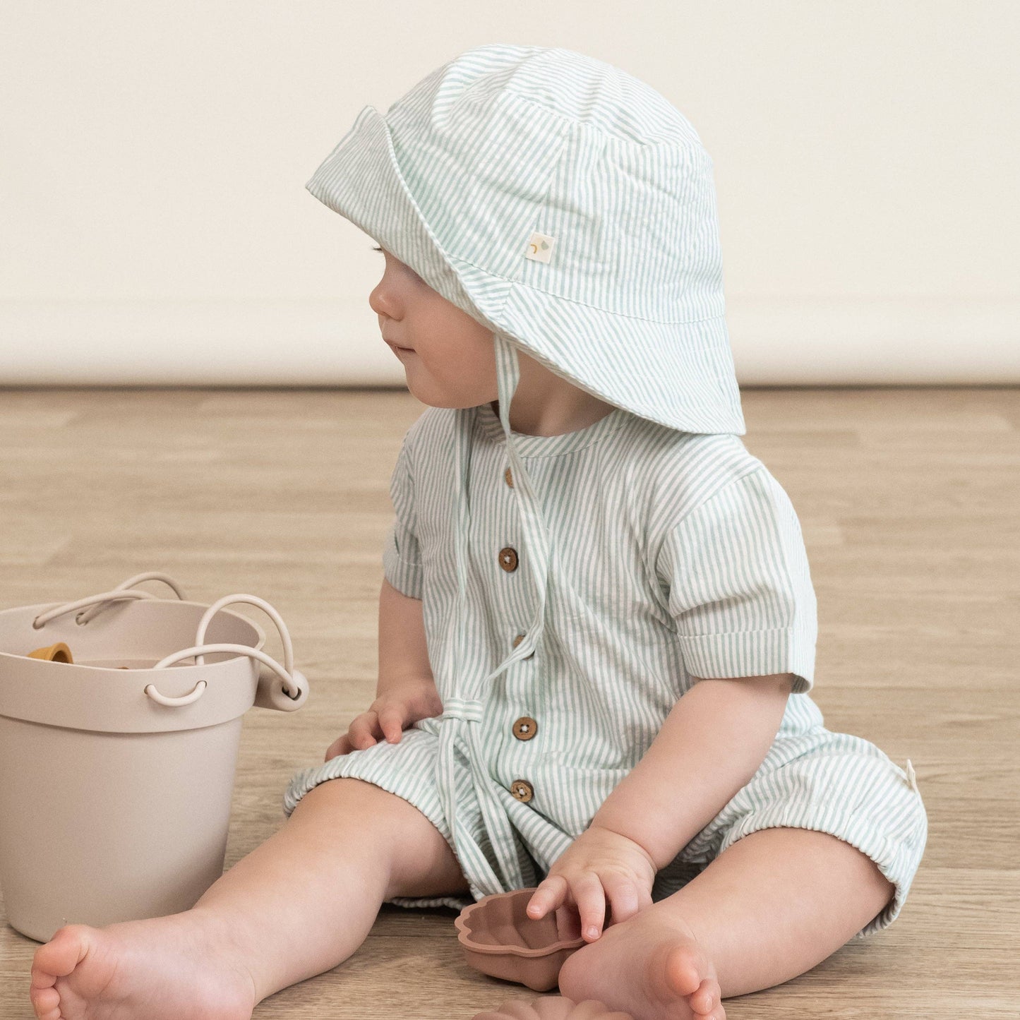 Bubble Romper - Green Stripes