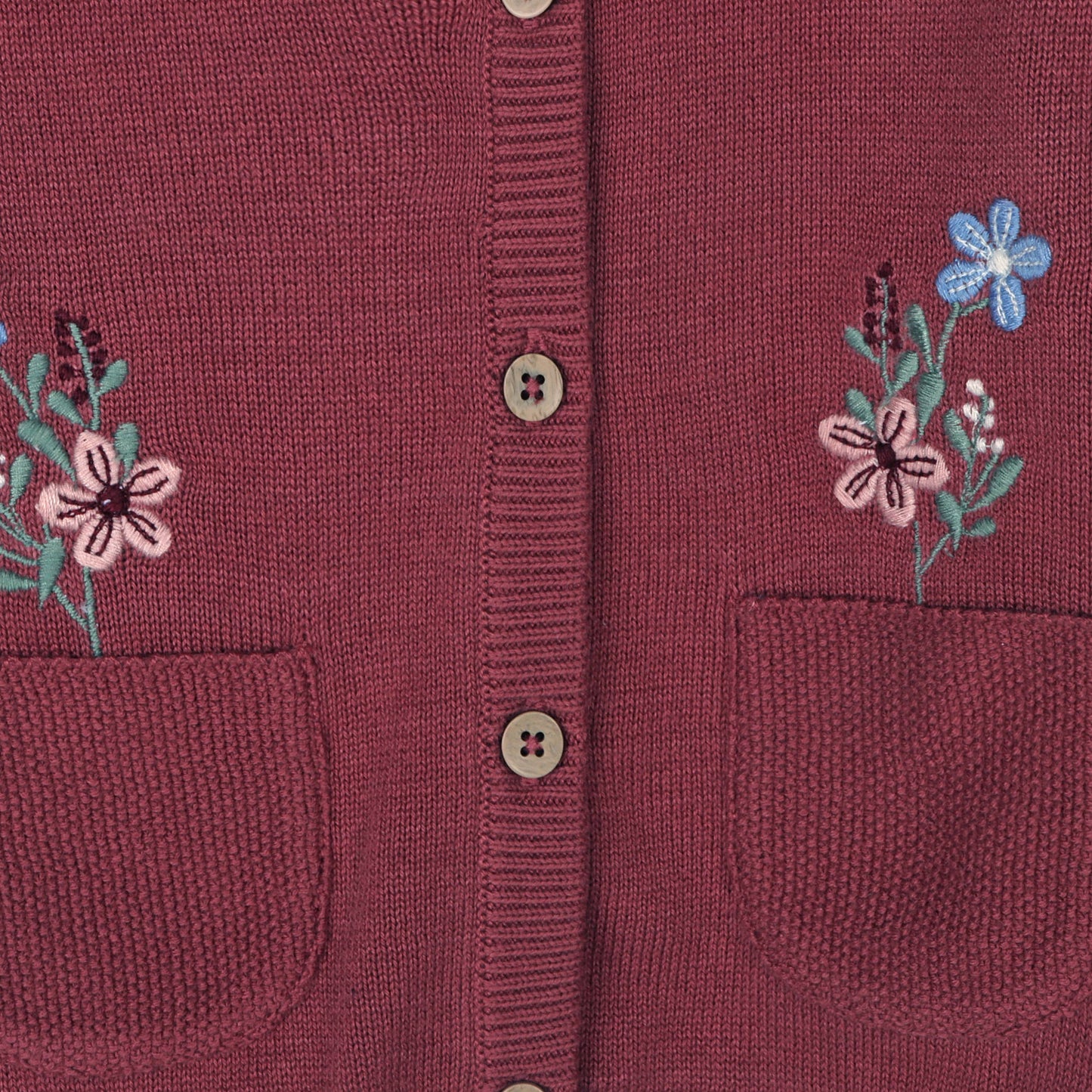 Pockets of Flowers Cardigan: Berry