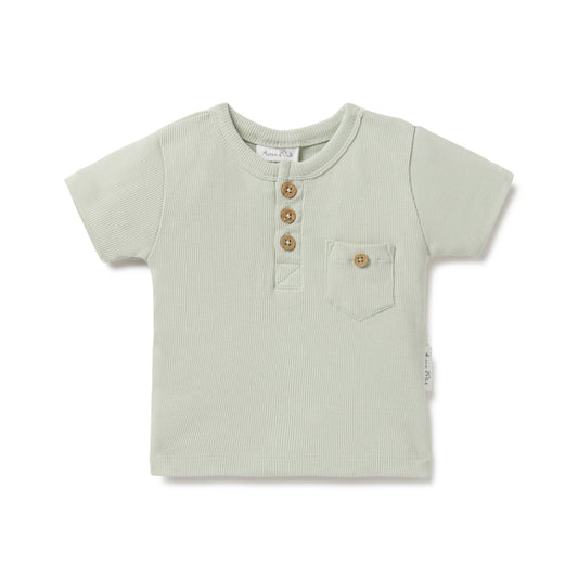 Sage Rib Henley Tee