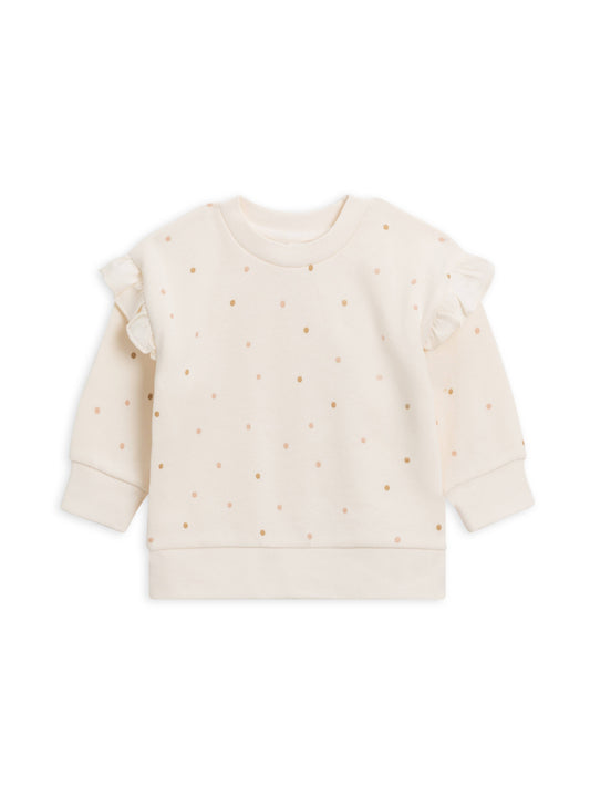 Abbie Fleece Ruffle Sweatshirt - Ivory + Fawn